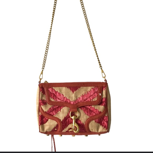 Rebecca Minkoff Straw M.A.C. Bombe Purse in Coral - Picture 3 of 9